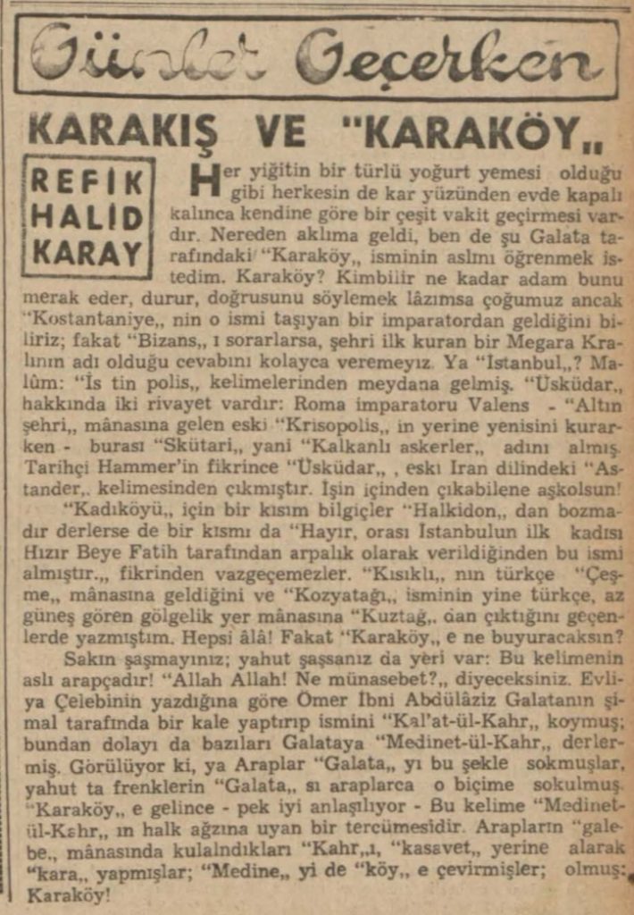 Refik Halit Karakış ve Karaköy