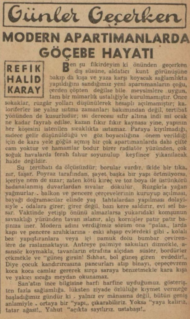 Modern Apartmanlarda Göçebe Hayatı