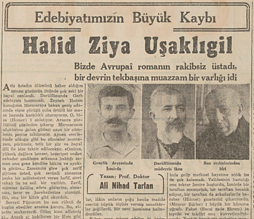 Edebiyatımızın büyük kaybı, Halit Ziya Uşaklıgil