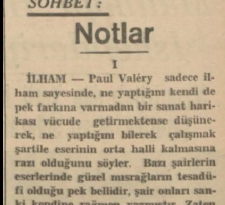 Nurullah Ataç’ın “Notlar” başlıklı yazısı