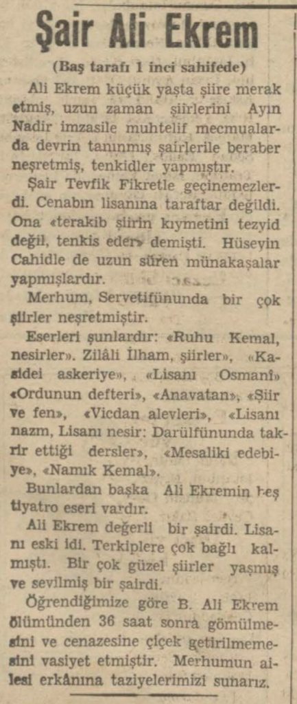 Ali Ekrem Bolayır ölüm haberi