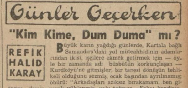 Refik Halit’in “Kim kime, dum duma mı” başlıklı yazısı
