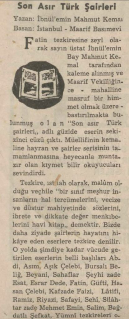 Turhan Tan, Son Asır Türk Şairleri