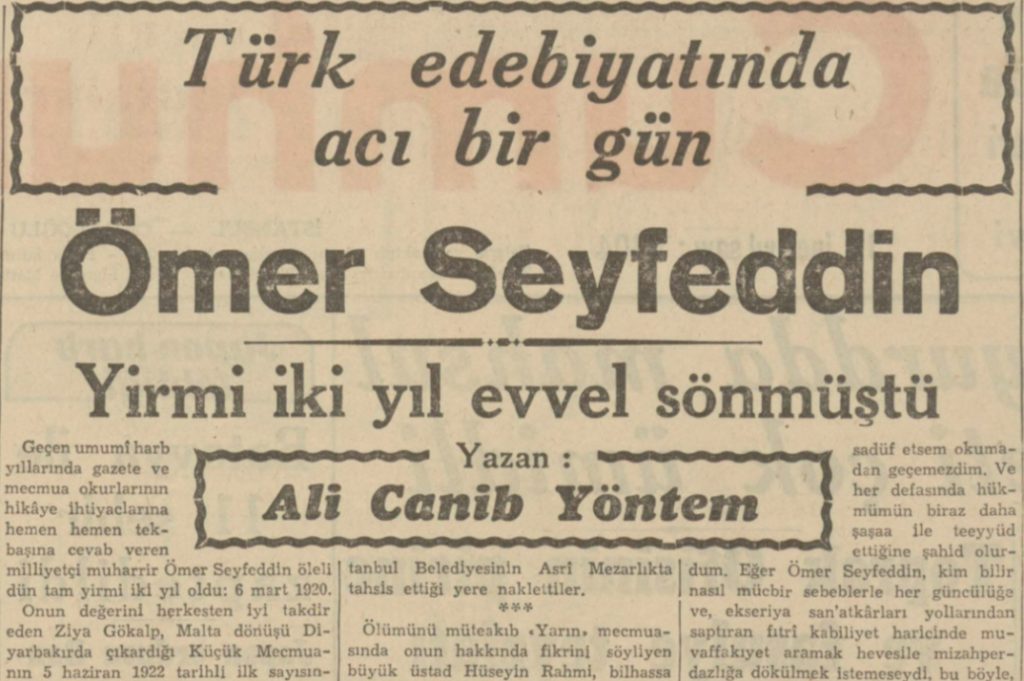 Ömer Seyfettin Anma Yazısı 1942