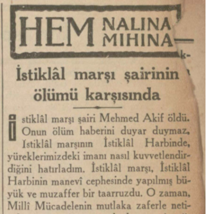 29 Aralık 1936: “İstiklal Marşı Şairi’nin ölümü karşısında”