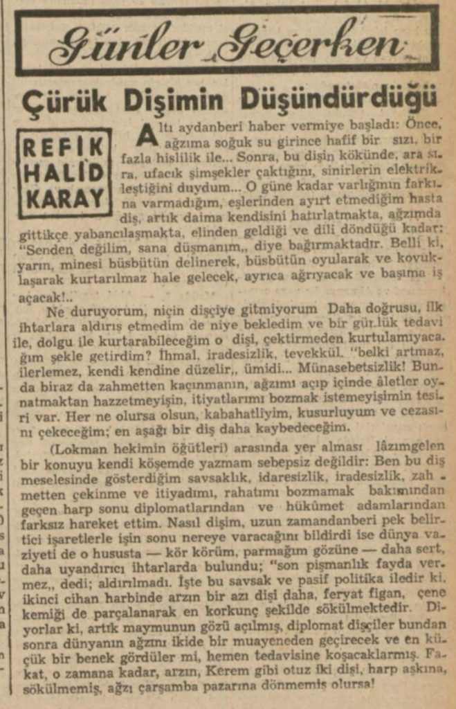 Refik Halit'in "Milletlerarası edebiyat" başlıklı yazısı