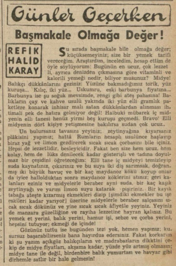 Refik Halit'in "Başmakale olmaya değer" başlıklı yazısı