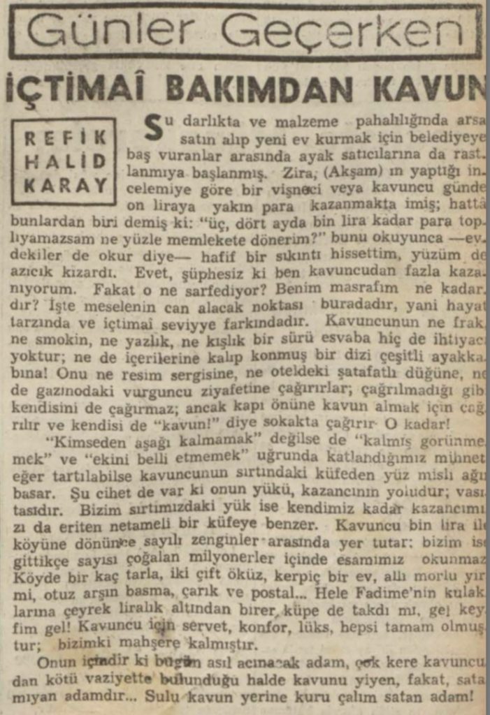 Refik Halit'in "İçtimai bakımdan kavun" başlıklı yazısı