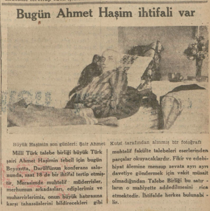 Bugün Ahmet Haşim ihtifali var