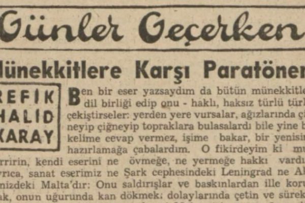 Refik Halit’in “Münekkitlere karşı paratöner” başlıklı yazısı