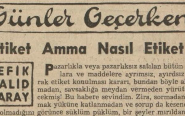 Refik Halit’in “Etiket amma nasıl etiket” başlıklı yazısı