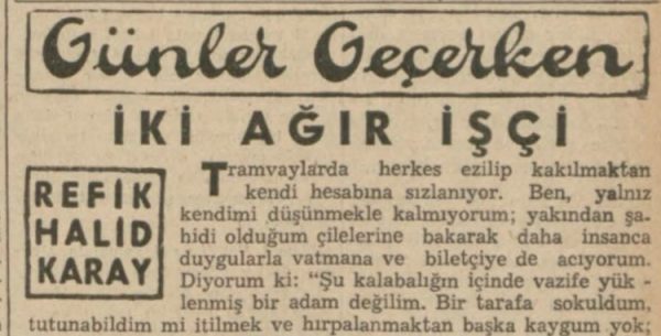 Refik Halit’in “İki ağır işçi” başlıklı yazısı
