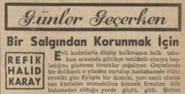 Refik Halit’in “Bir salgından korunmak için” başlıklı yazısı