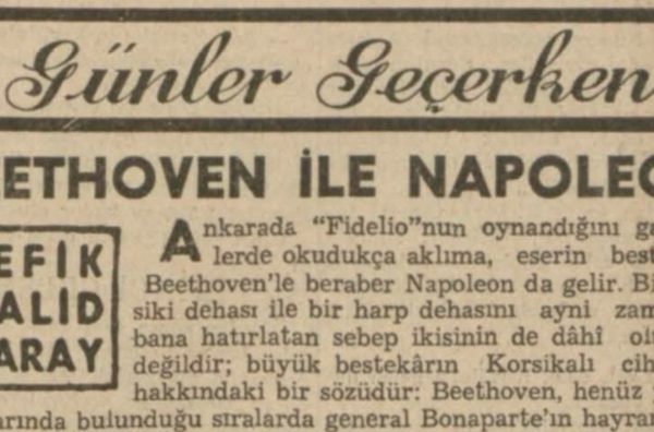 Refik Halit’in “Beethoven ve Napoleon” başlıklı yazısı
