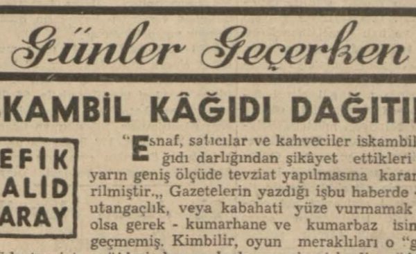 Refik Halit’in “İskambil kağıdı dağıtımı” başlıklı yazısı