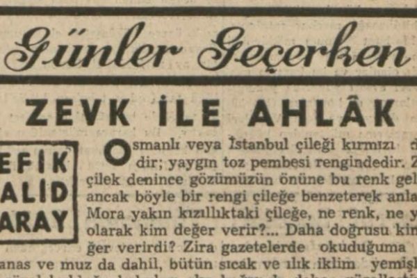 Refik Halit’in “Zevk ile ahlak” başlıklı yazısı