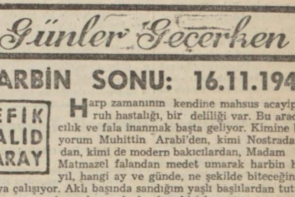 Refik Halit’in “Harbin sonu: 16.11.1942” başlıklı yazısı