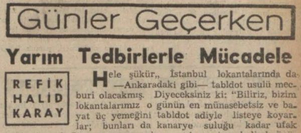 Refik Halit’in “Yarım tedbirlerle mücadele” başlıklı yazısı