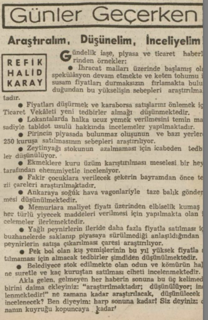 Refik Halit'in "Araştıralım, düşünelim, inceliyelim" başlıklı yazısı