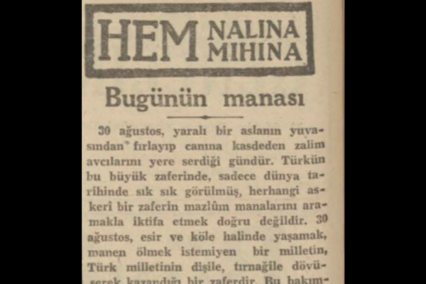 30 Ağustos 1941: “Bugünün manası”