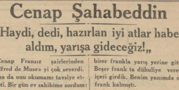 11 Nisan 1934 tarihli Cenap Şahabbettin’i anma yazısı