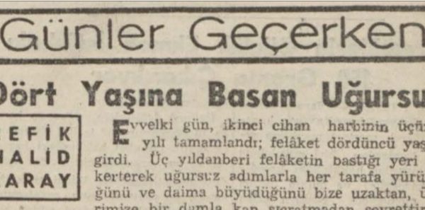 Refik Halit’in “Dört yaşına basan uğursuz” başlıklı yazısı