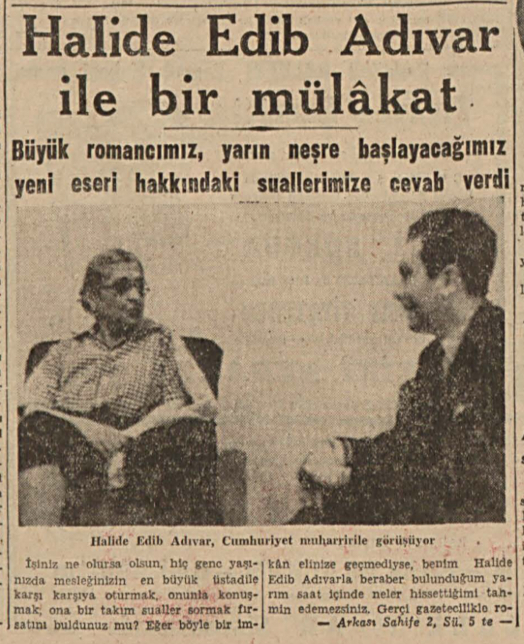 Metin Toker'in Halide Edib Adıvar'la yaptığı röportaj