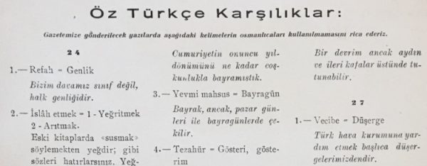 Dil Devrimini Takiben Başlayan Kılavuz Kelimeler Uygulaması: Uyanış Dergisi, 20 Haziran 1935