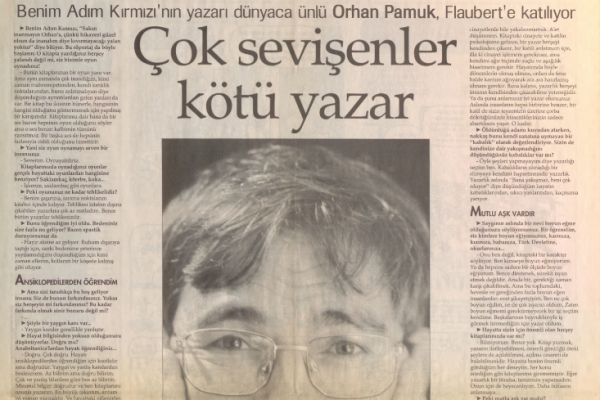 20 Aralık 1998 tarihli Orhan Pamuk röportajı: “Çok sevişenler kötü yazar”