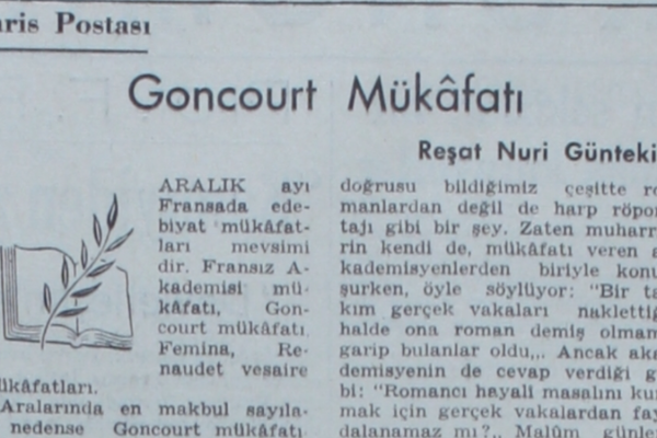 Reşat Nuri’nin “Goncourt Mükafatı” başlıklı yazısı