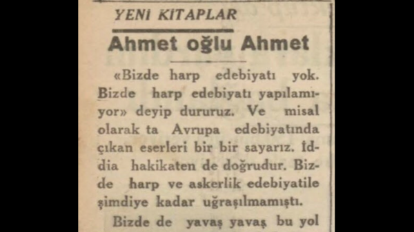 H.F. takma adlı yazarın “Ahmet oğlu Ahmet” adlı kitap eleştirisi