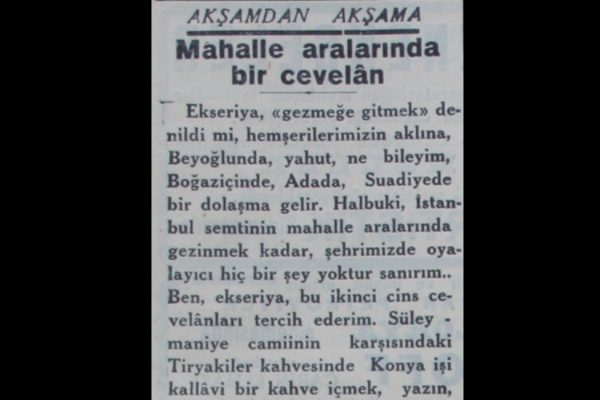 Vala Nureddin’in “Mahalle aralarında bir cevelan” başlıklı yazısı