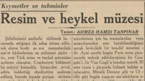 Ahmet Hamdi Tanpınar’ın “Resim ve Heykel Müzesi” başlıklı yazısı