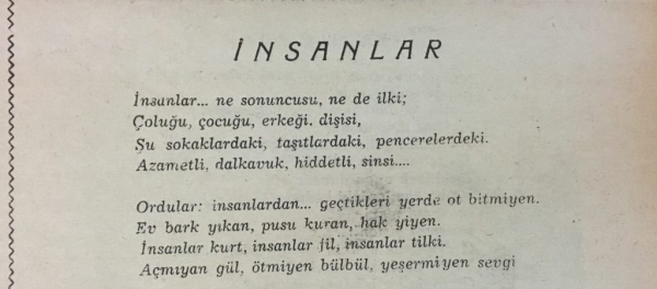 Ziya Osman Saba’nın “İnsanlar” adlı şiiri