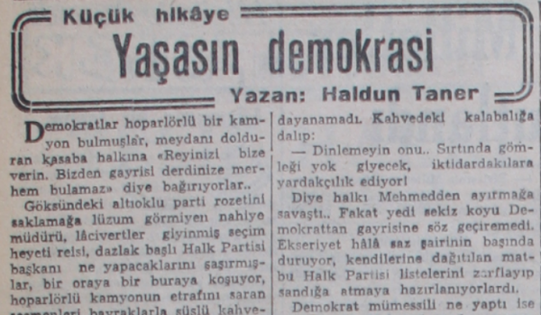 Haldun Taner’in “Yaşasın demokrasi” adlı hikayesi