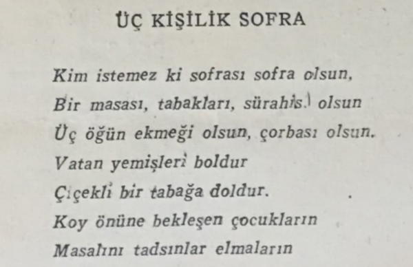 Ceyhun Atuf Kansu’nun “Üç kişilik sofra” adlı şiiri