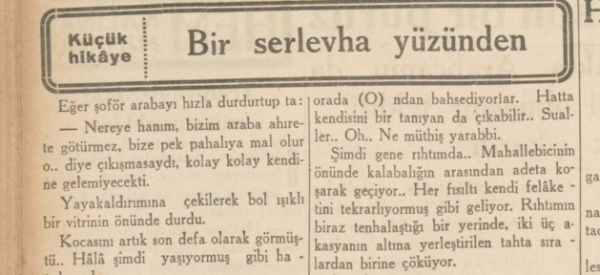 İlhan S. Tanar’ın “Bir serlevha yüzünden” adlı hikayesi
